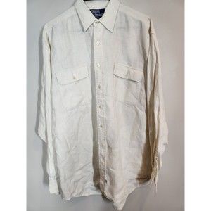 Ralph Lauren mens linen long sleeve button up shirt size L